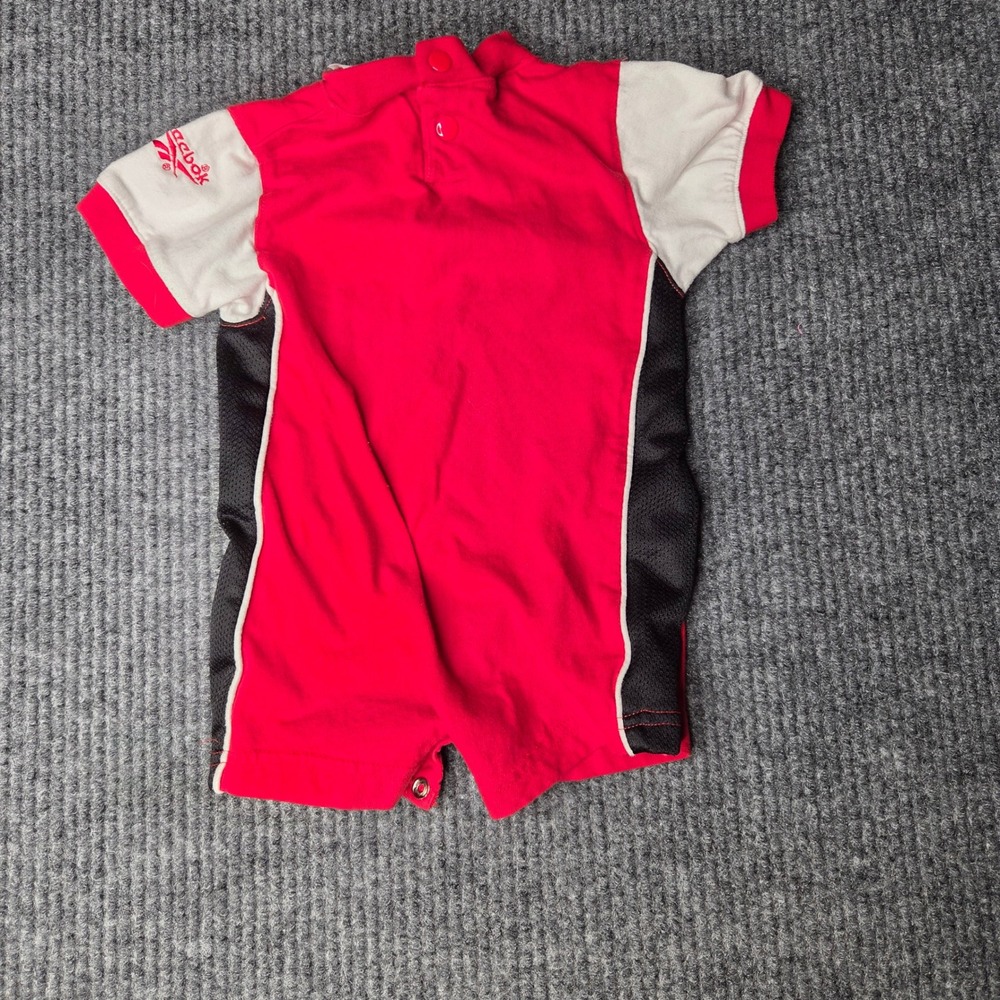 Reebok Romper Unisex 6-9M Red White Black Athletic Sporty Vintage Colorblock